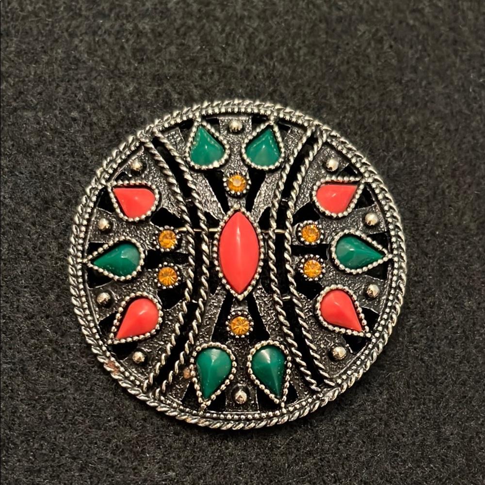 Rare Vintage Emmons Round Earth Dome Pendant or Brooch in Mint Condition